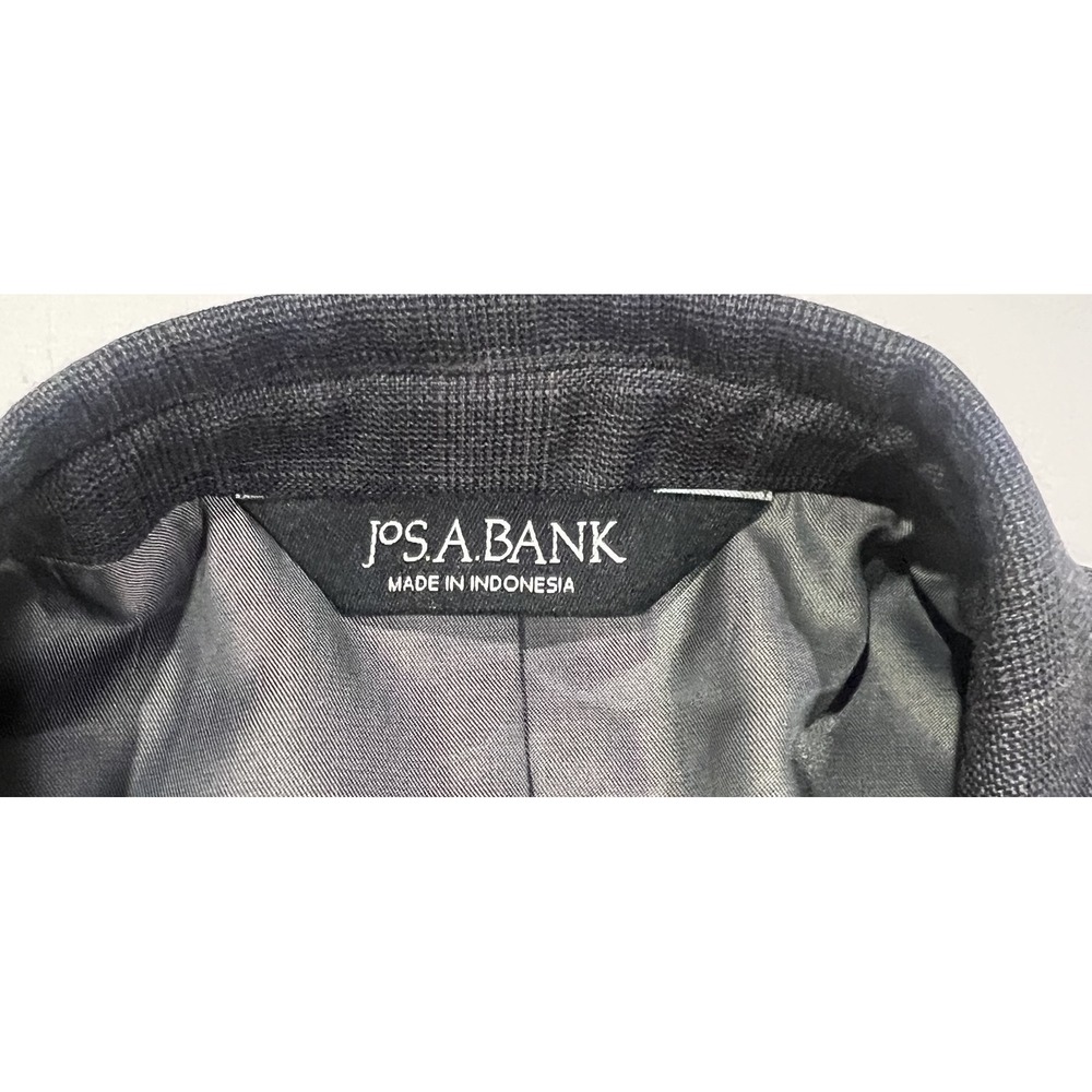 Jos A Bank Executive Suit Coat Mens 42L Gray Plaid Tailored Fit 100% Wool Jacket - Picture 2 of 7